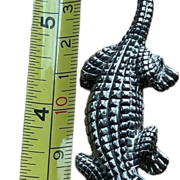 Silver Tone Crocodile Animal Brooch Pin - Picture 6 of 6